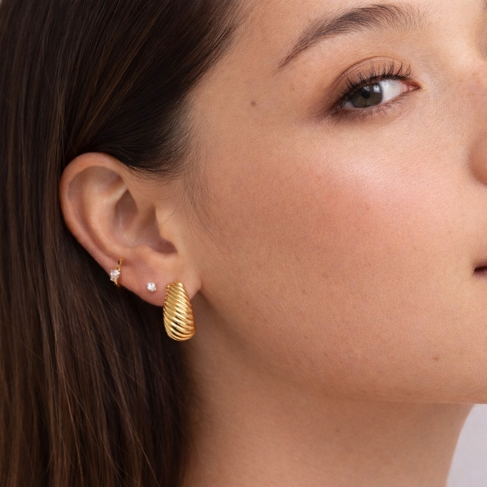 Textured Gold Earrings – 18K Gold Plated